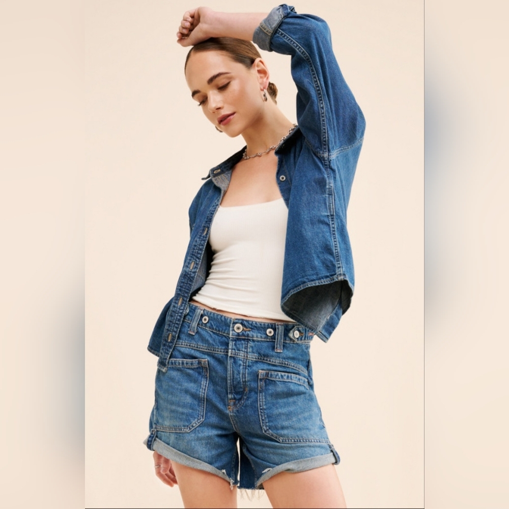 We The Free Palmer 100% Cotton Denim Jean Shorts Women's Size 28